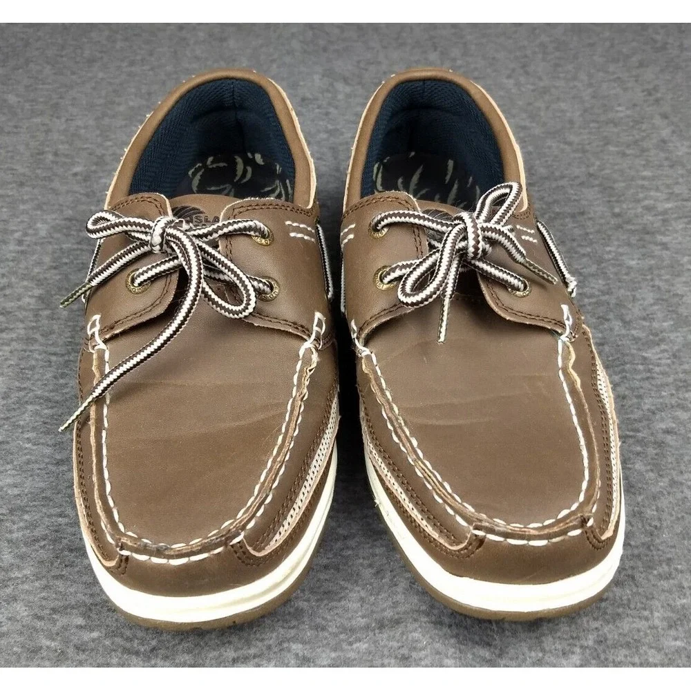 Island Surf Co Boat Deck Shoes Cod Dark Brown Men's 8M Lace Up Round Toe Cushion - Picture 2 of 16